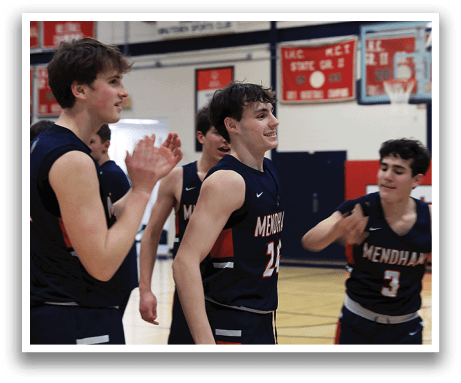 A group of young men are celebrating a victory on the basketball court. AI generated content