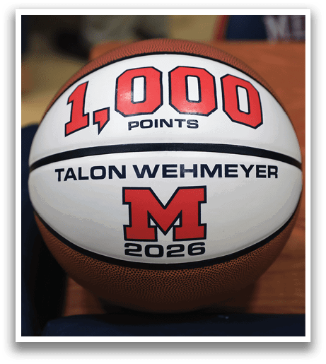 A basketball with the name Talon Wehmeyer on it. AI generated content