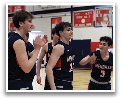 A group of young men are celebrating a victory on the basketball court. AI generated content