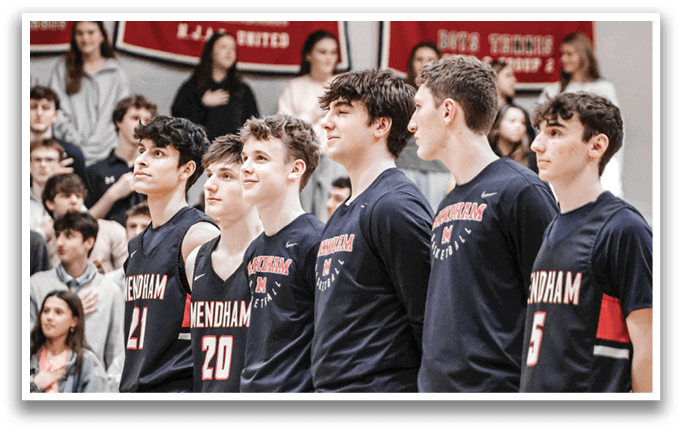 A group of young men in uniforms are standing on a basketball court. AI generated content