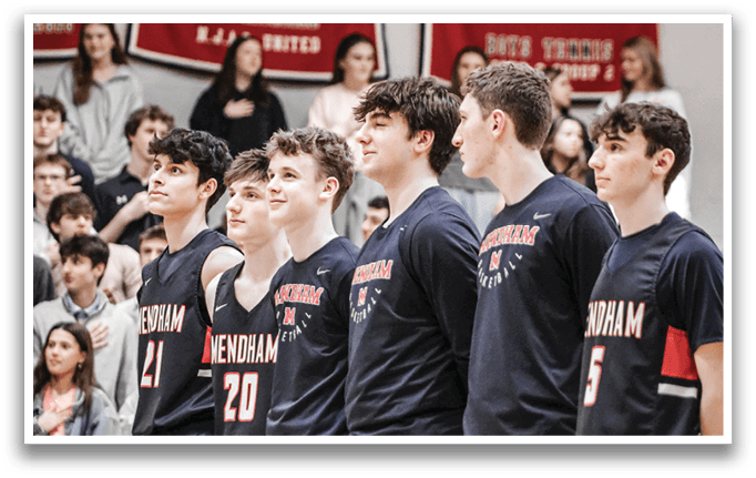 A group of young men in uniforms are standing on a basketball court. AI generated content