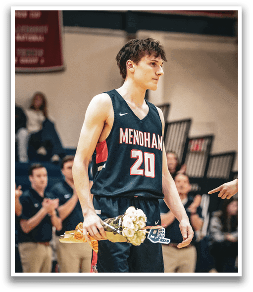 A basketball player wearing a black jersey with the number 20 on it holds a bouquet of flowers. AI generated content