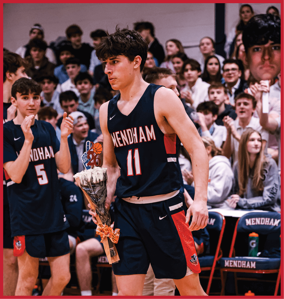 A basketball player is holding a bouquet of flowers while walking on the court. AI generated content