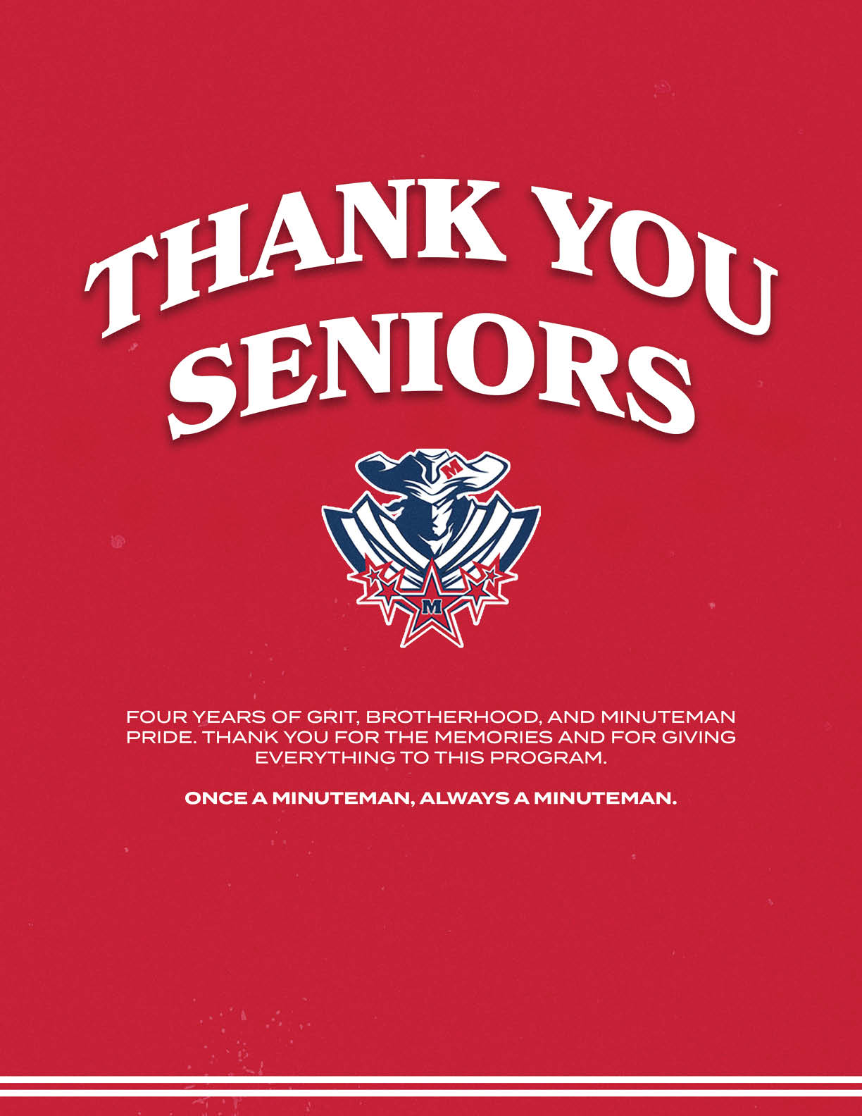 A red sign that says “Thank Seniors" with a picture of a man and a woman in the middle. AI generated content