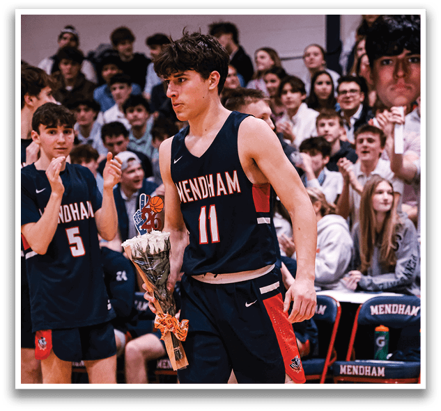 A basketball player is holding a bouquet of flowers while walking on the court. AI generated content