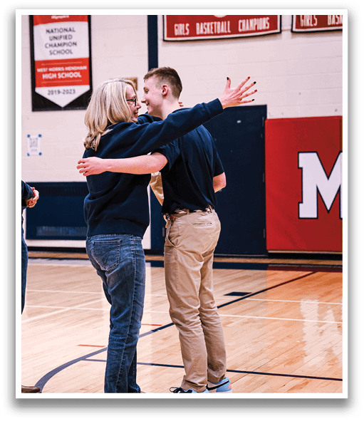 A man and woman hugging each other in a gym. AI generated content
