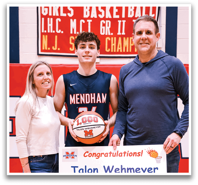 A man and woman are holding a sign that says “Congratulations Talen Wehmeyer 1000 point club." AI generated content