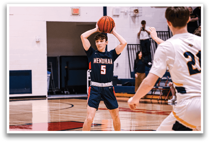 Two men playing basketball on a court, one holding a basketball. AI generated content