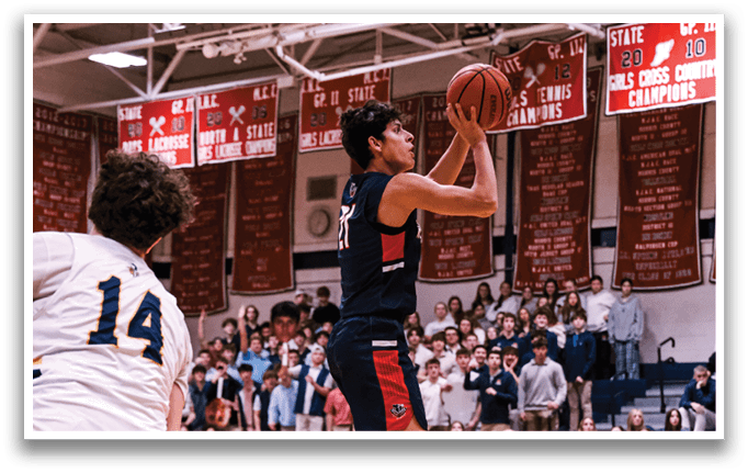 A basketball player is jumping in the air to catch the ball. AI generated content