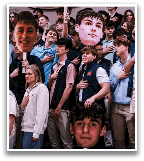 A group of people are holding up signs with the faces of two men on them. AI generated content