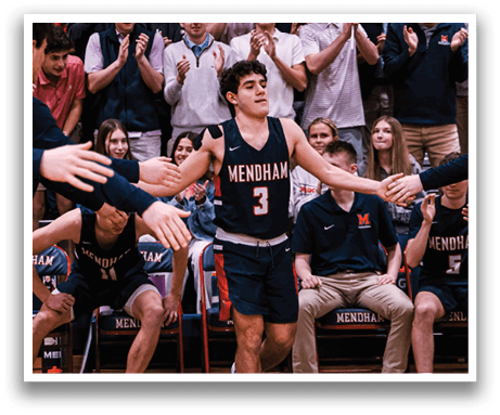 A basketball player is holding his arms out to the crowd, who are cheering him on. The player is wearing a blue and orange uniform. AI generated content