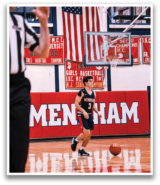 A basketball player in a blue uniform is holding a basketball on a court. AI generated content
