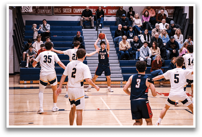 A group of people playing basketball on a court. AI generated content