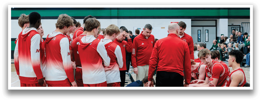 A man in a red basketball uniform is playing basketball. AI generated content