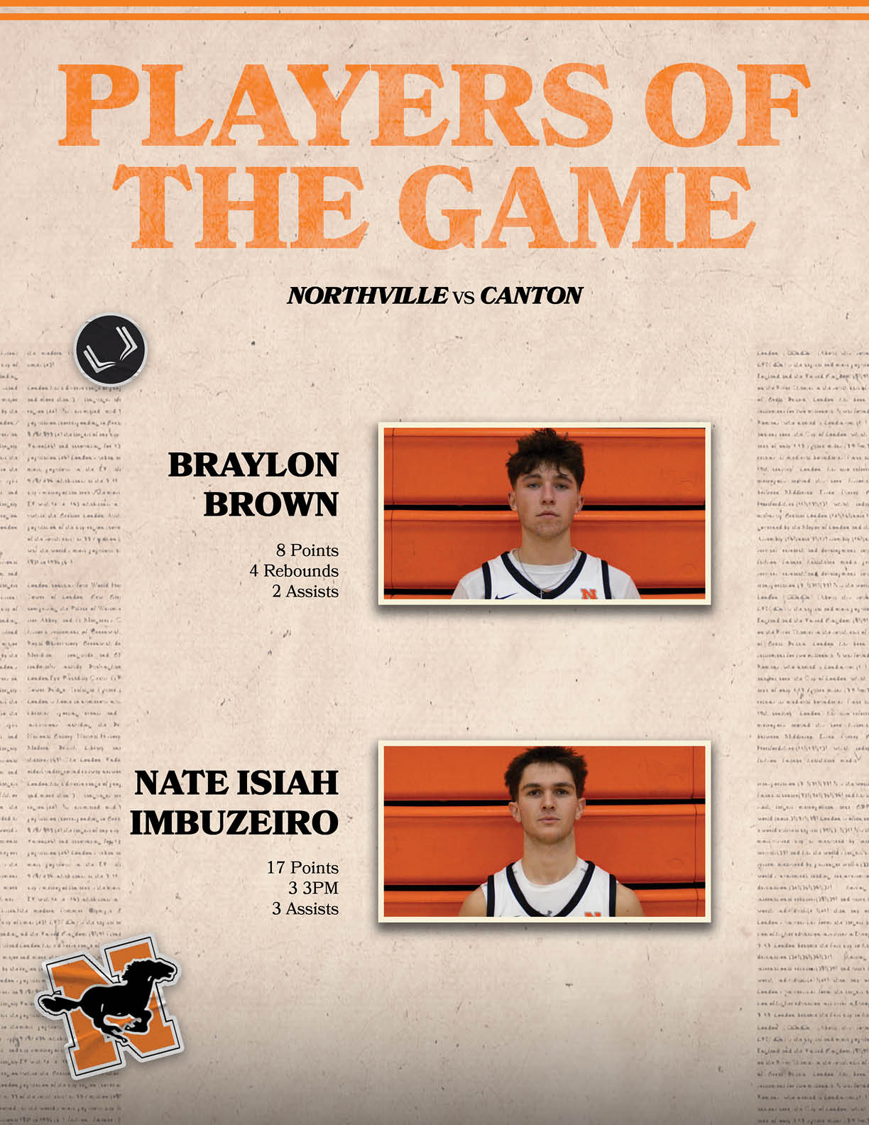 Two basketball players are shown on a poster, one is wearing a white shirt and the other is wearing a black shirt. AI generated content