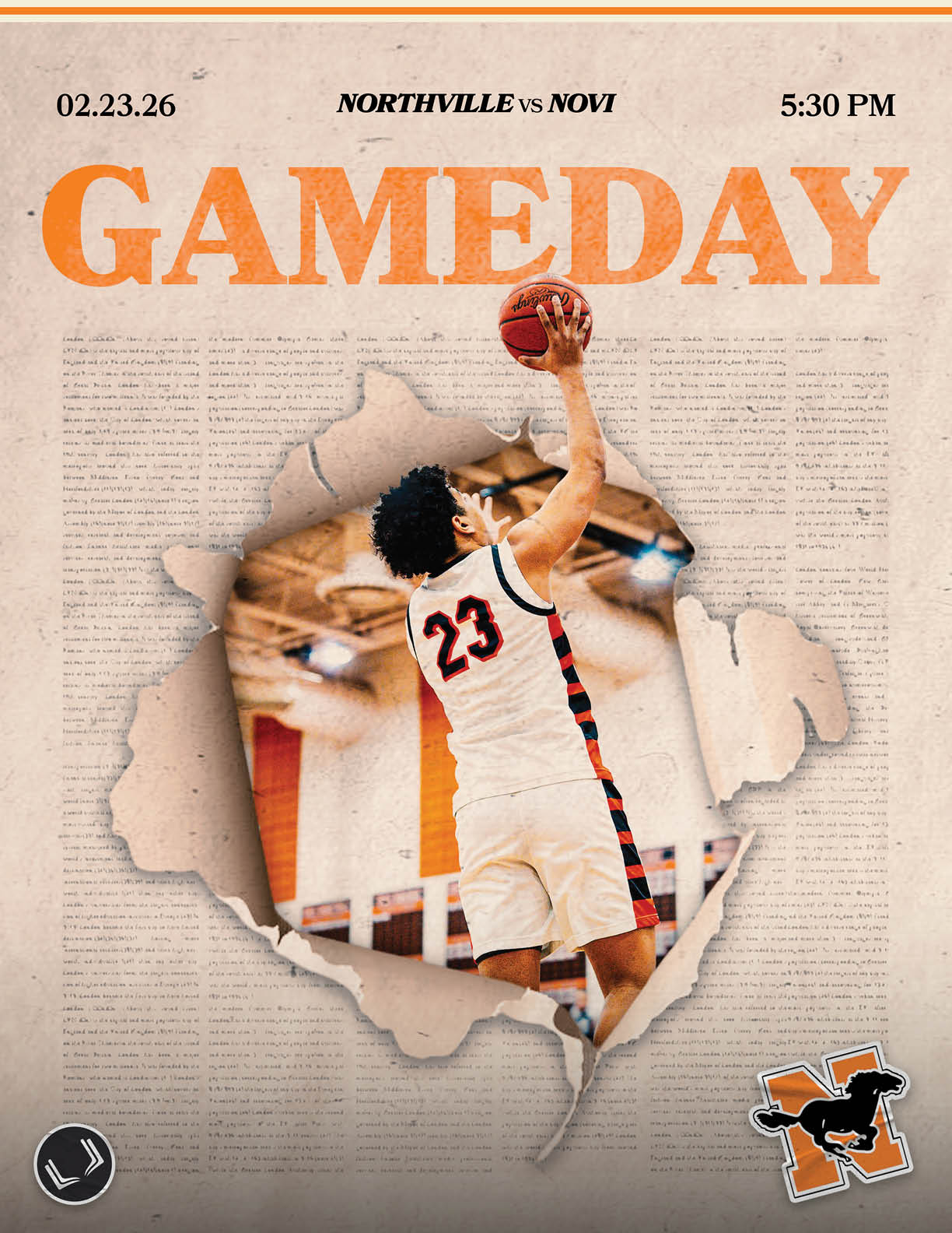 A basketball player is shown in mid-air, holding a basketball. AI generated content