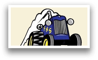 A blue tractor with a white snowy cloud on the front. AI generated content