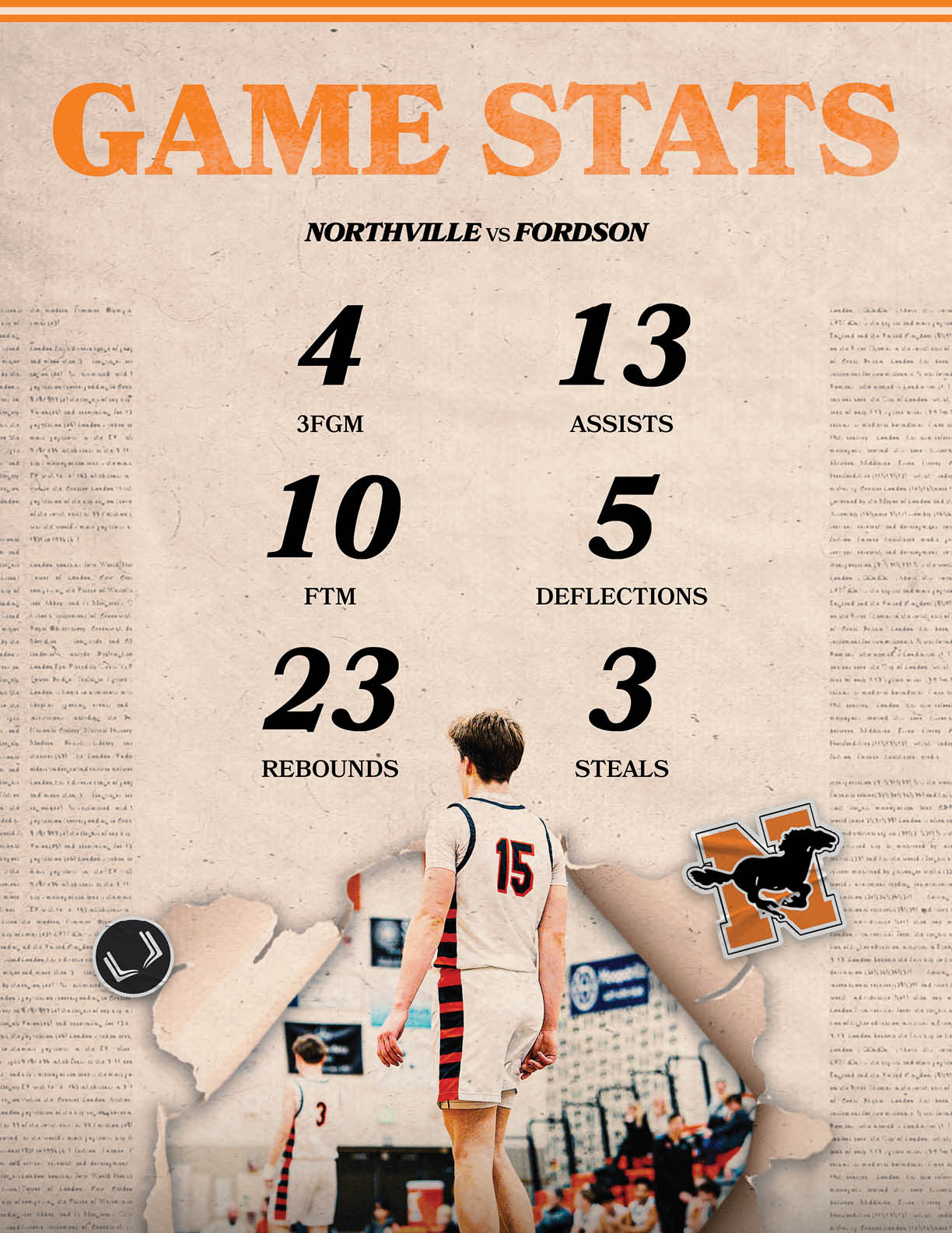 A man is standing in front of a scoreboard with the number 15 on his jersey. AI generated content