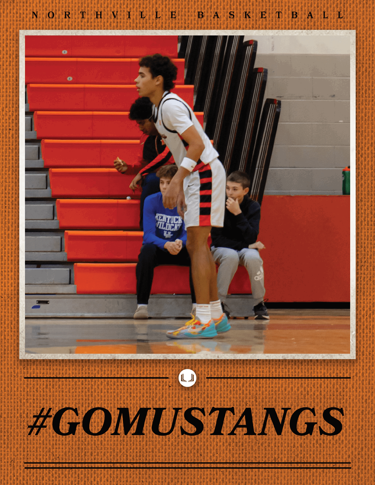 A basketball player wearing a white jersey and black shorts stands on the court. AI generated content