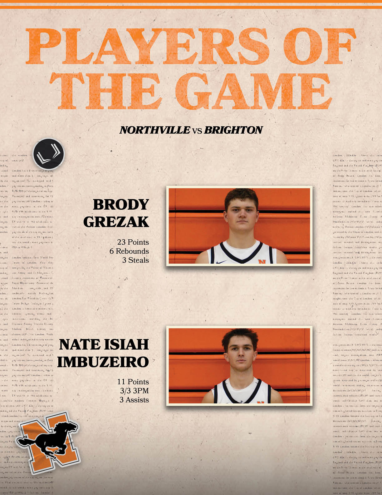 Two men are shown in a game setting, one wearing a white shirt and the other wearing a black shirt. AI generated content