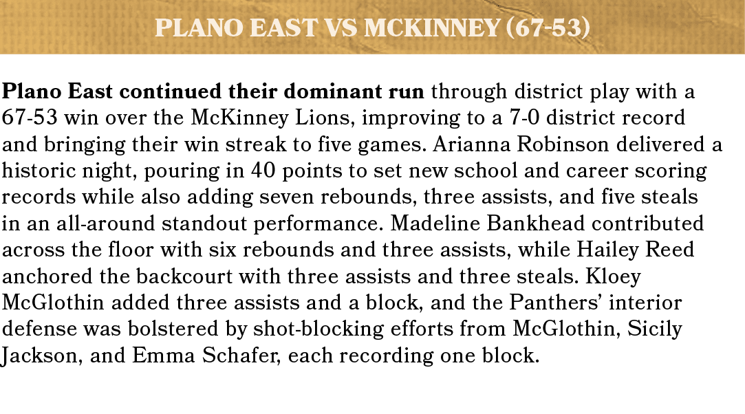 PLANO EAST vs MCKINNEY (67 53),Plano East continued their dominant run through district play with a 67 53 win over th...