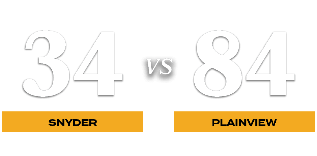 84,34,VS,PLAINVIEW,SNYDER,