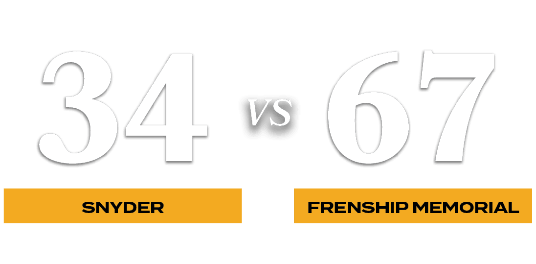 67,34,VS,FRENSHIP MEMORIAL,SNYDE