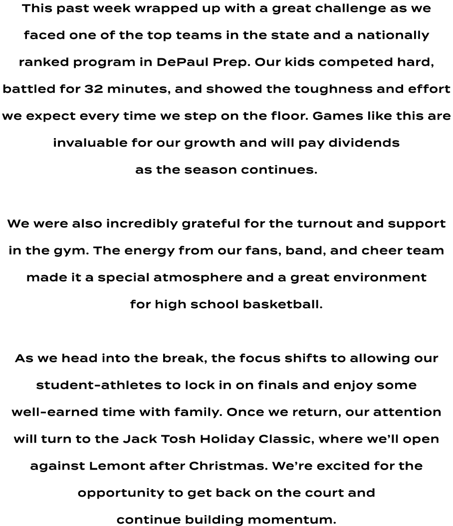 This past week wrapped up with a great challenge as we faced one of the top teams in the state and a nationally ranke...