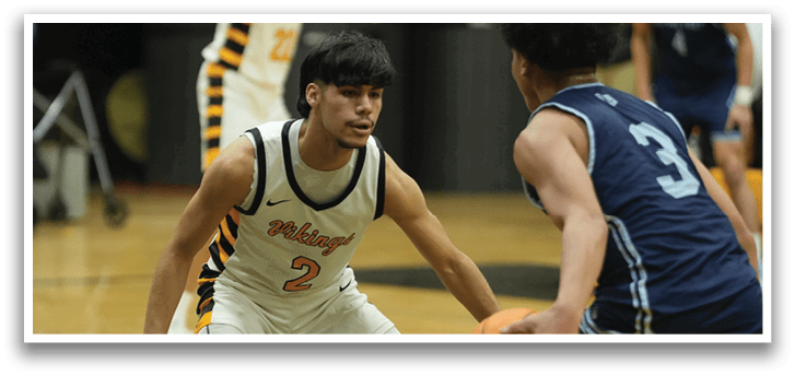 Two basketball players are playing on a court, one with the number 2 on his jersey. AI generated content