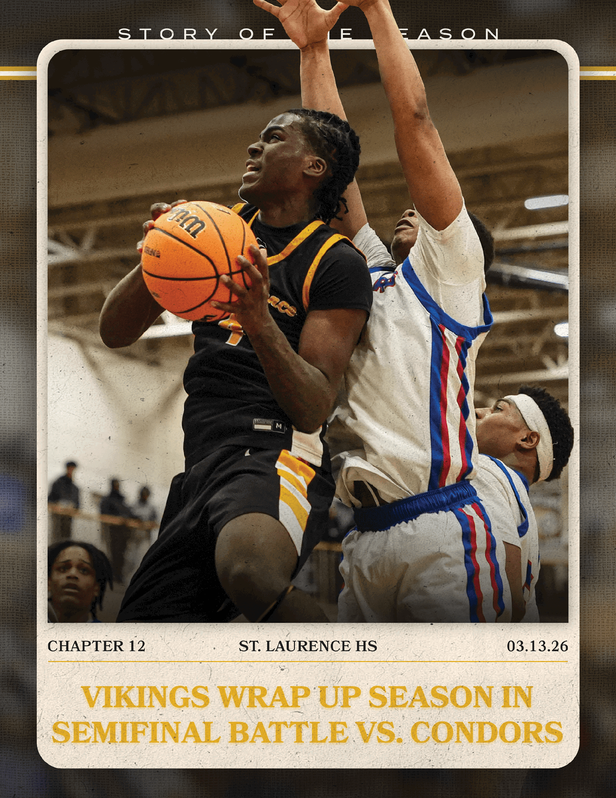 Basketball players in action, one holding a ball. Contenido generado con IA