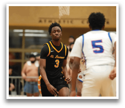 A group of men playing basketball on a court. Contenido generado con IA