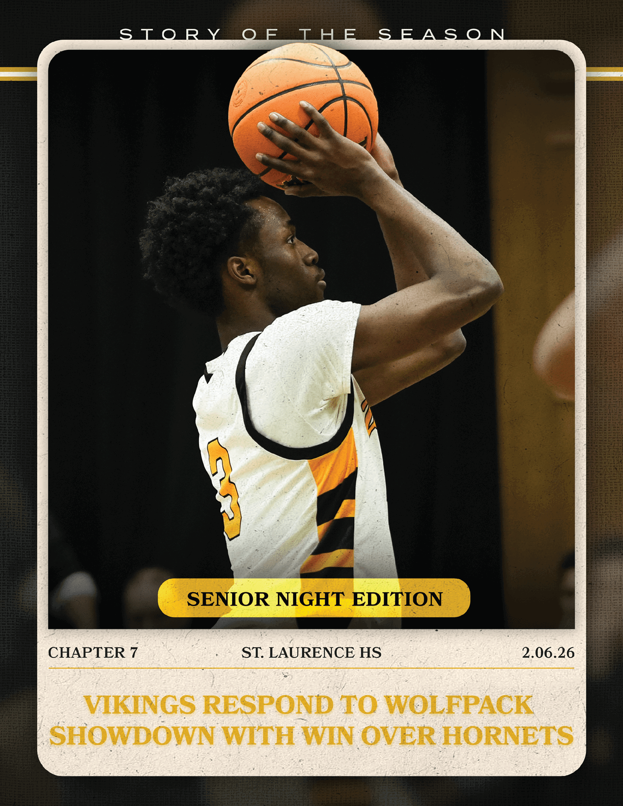 A basketball player in a white and black uniform is holding a basketball in his hands. AI generated content