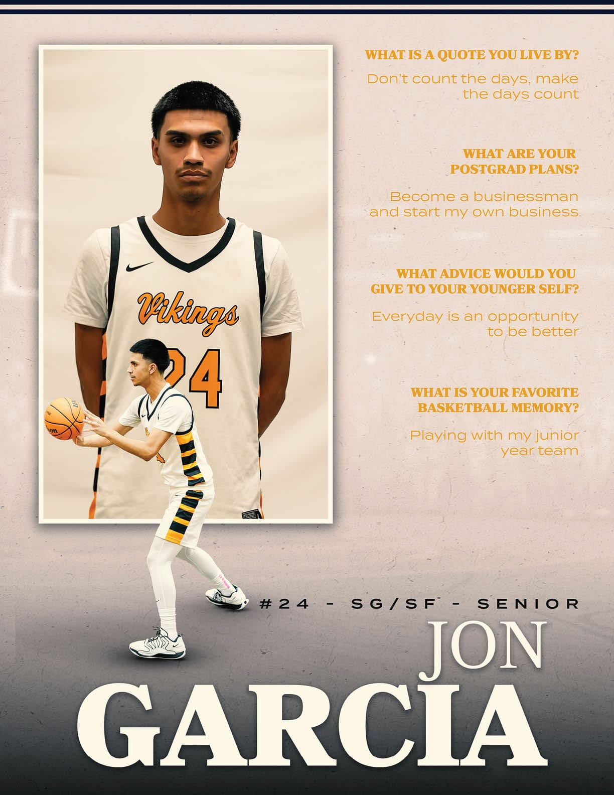 A man wearing a basketball jersey stands on a basketball court. AI generated content