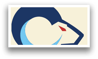 A blue and white logo of a bird with a red beak. AI generated content