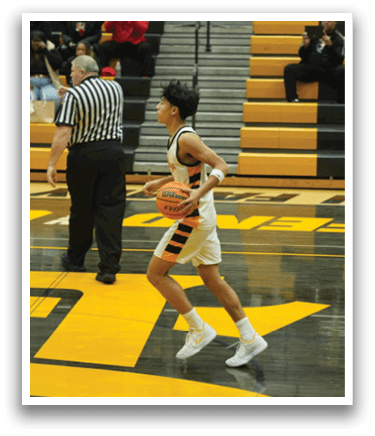 A female basketball player is running with a basketball in her hands. AI generated content