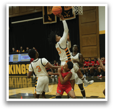 A basketball player is jumping in the air to shoot the ball. AI generated content