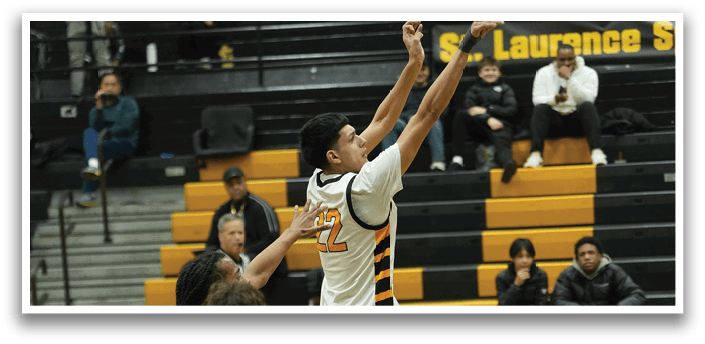 A group of men playing basketball on a court. AI generated content