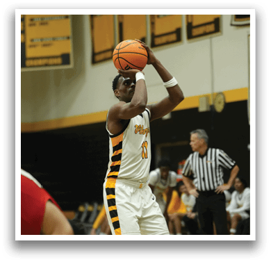 A basketball player in a white uniform is jumping to catch a basketball. AI generated content