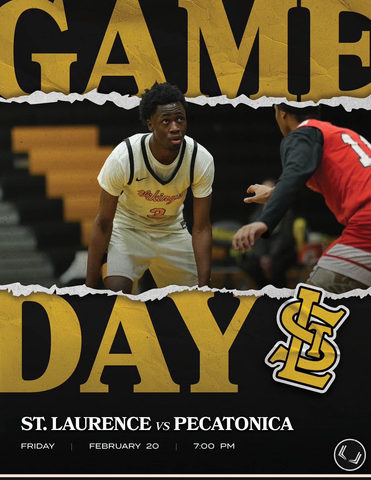 Basketball game between St. Lawrence and Peacatonics. AI generated content