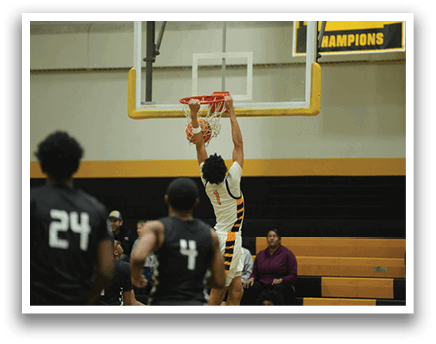 A basketball player is jumping up to hit a basketball in the air. AI generated content