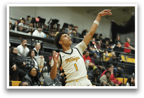 A basketball player in a white uniform is about to throw the ball. AI generated content
