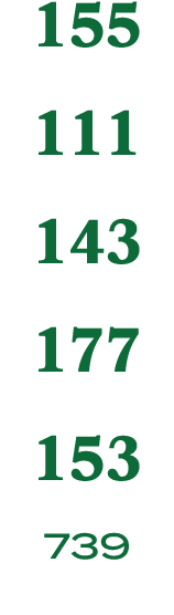 155 111 143 177 153 739