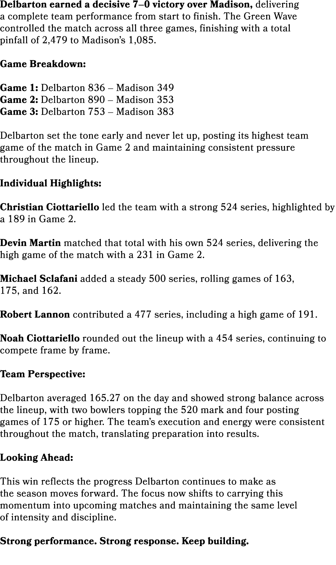 Delbarton earned a decisive 7–0 victory over Madison, delivering a complete team performance from start to finish. Th...