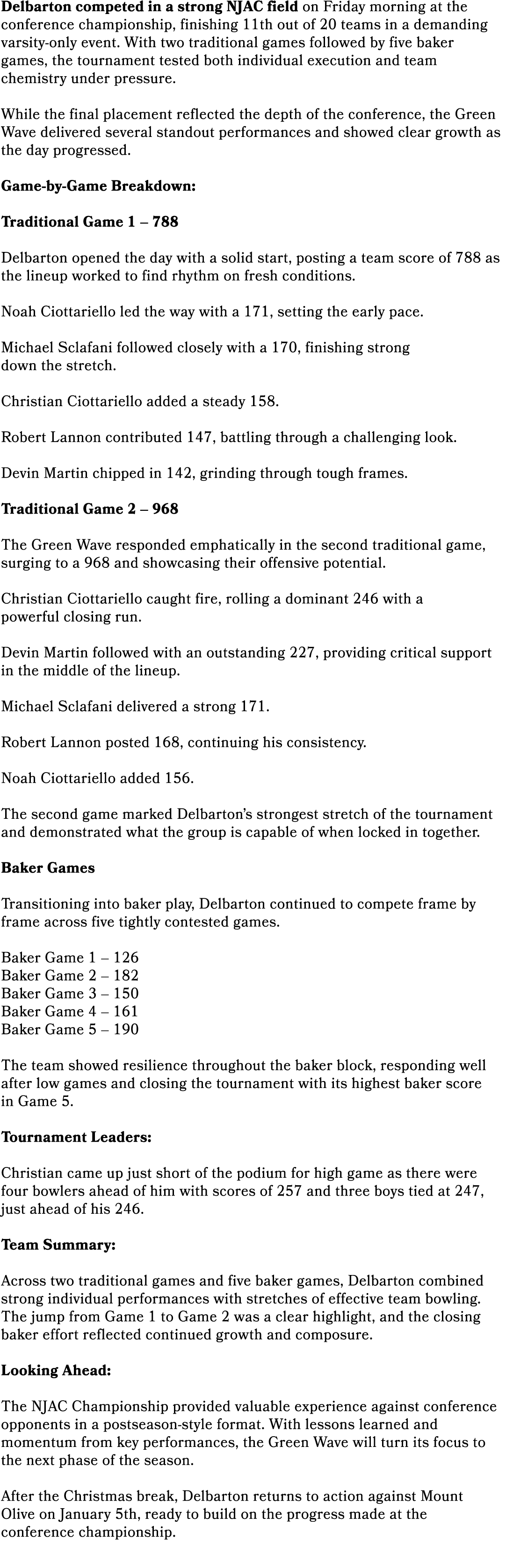 Delbarton competed in a strong NJAC field on Friday morning at the conference championship, finishing 11th out of 20 ...