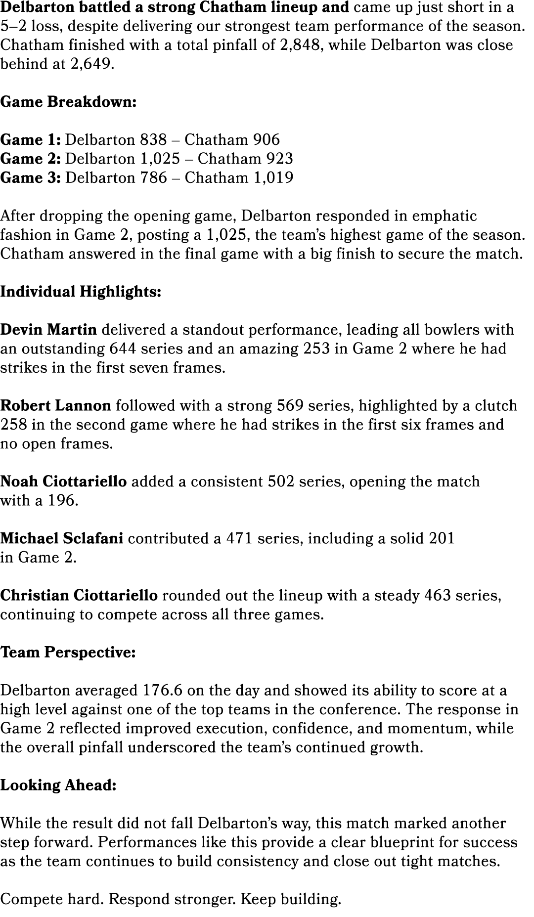 Delbarton battled a strong Chatham lineup and came up just short in a 5–2 loss, despite delivering our strongest team...