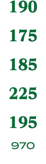 190 175 185 225 195 970