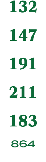 132 147 191 211 183 864