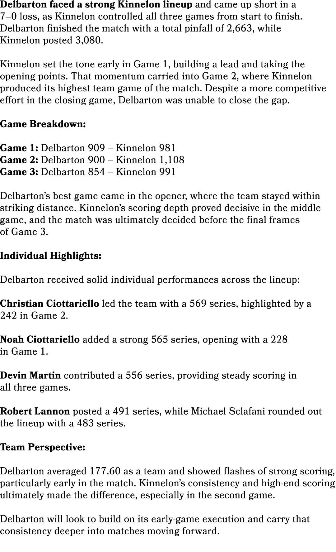 Delbarton faced a strong Kinnelon lineup and came up short in a 7–0 loss, as Kinnelon controlled all three games from...