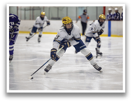 A group of people playing hockey on ice. AI generated content