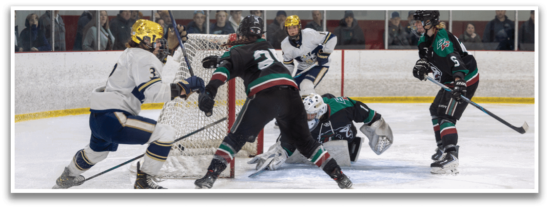 A hockey game is taking place with players on the ice. AI generated content